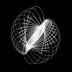 White spirographs photography with light painting on black background