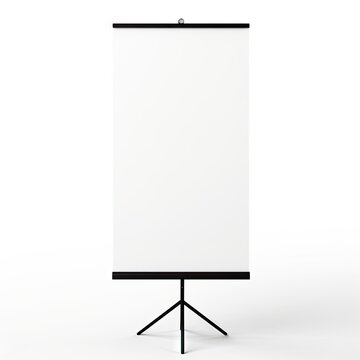 a blank elongaged signage stands isolated on a plain white background