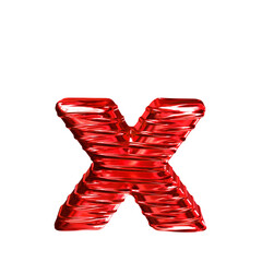 Red symbol with ribbed horizontal. letter x
