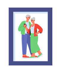 Family photo in frame vector concept