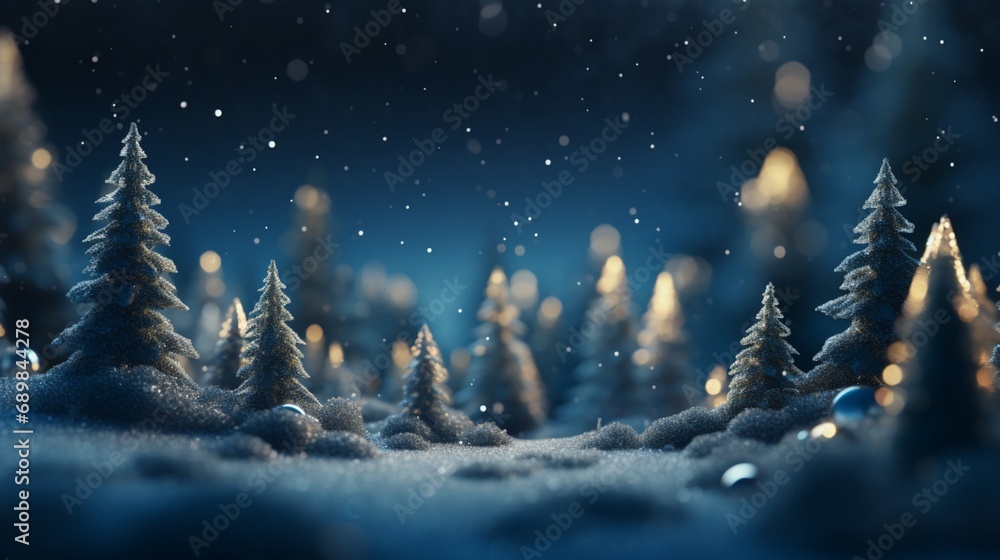 Poster ultra-realistic image of christmas trees with a defocused natural backdrop blurred bokeh - ai genera