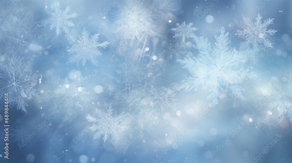 Poster a blue banner backdrop with snow flacks and glitters. serves as a background for new year wish - ai 