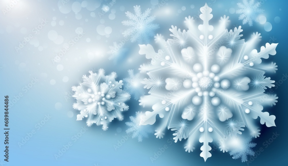 Poster a blue banner backdrop with snow flacks and glitters. serves as a background for new year wish - ai 
