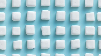 Sweet Marshmallow Candy Photorealistic Horizontal Seamless Background. Sweet Dessert From Confectionery. Ai Generated Seamless Background with Delicious Flavory Marshmallow Candy Arranged in lines.