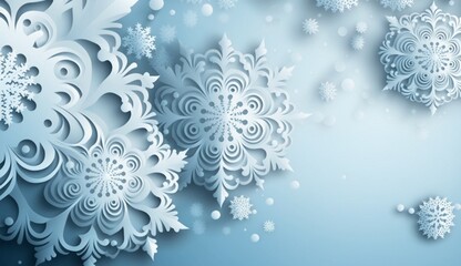 A blue banner backdrop with snow flacks and glitters. Serves as a background for New Year Wish - AI Generative