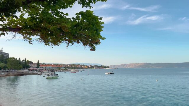 Beautiful summer morning view of Selce, picturesque village in Kvarner bay at Adriatic sea coast