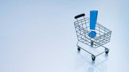 exclamation mark inside shopping cart, social media post, banner, poster, web banner, discount, giveaway, big sale, balck friday, cyber monday, week, © Afif Ahsan