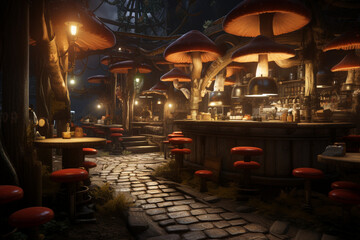 Fototapeta na wymiar mushroom themed tavern