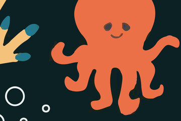 Watercolor, Various Flowers, Marine Life, Beautiful Wedding Illustration