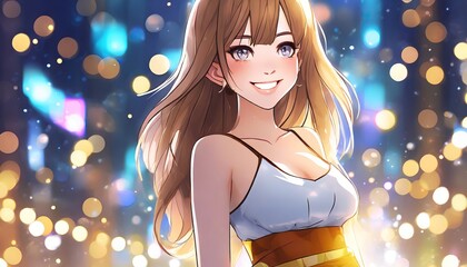  beautiful smiling woman cosplay anime style - obrazy, fototapety, plakaty
