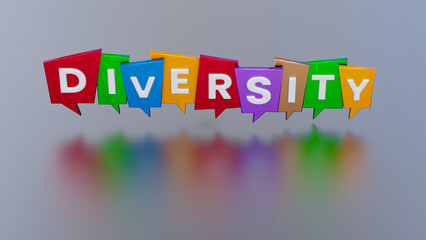 Diversity, concept, typography, wallpaper, 3d render, social media post, banner, poster, flyer, diverse, society, multiculturalism, Demographic, demography, inclusion, equality, business