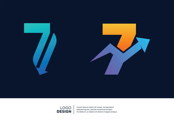 Simple Number 7 logo design for finance, investment, marketing.