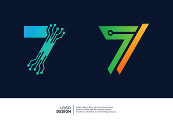 Number 7 digital technology logo design collection.