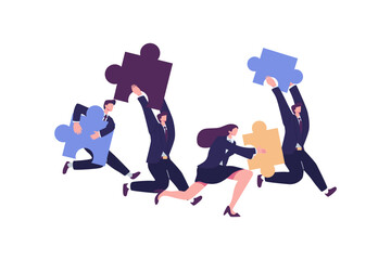 jigsaw puzzles are great element of team work and search for ideas. business teamwork together people connect puzzle elements