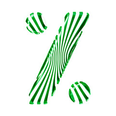 White 3d symbol with ultra thin green straps