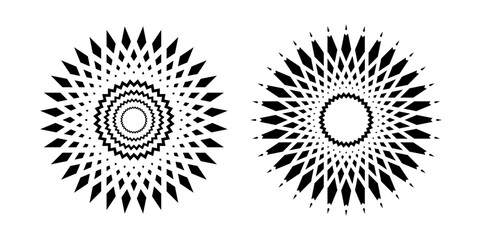 Abstract Decorative Radial Circle Patterns Set.