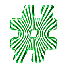 White 3d symbol with ultra thin green straps