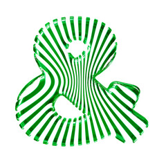 White 3d symbol with ultra thin green straps