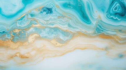 Beige Marble with Turquoise Horizontal Background. Abstract stone texture backdrop with water drops. Bright natural material Surface. AI Generated Photorealistic Illustration.