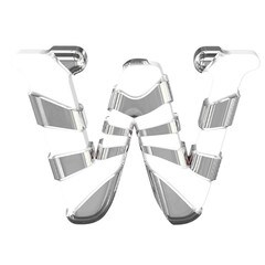 White symbol with thick silver straps. letter w