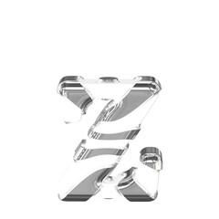 White symbol with thick silver straps. letter z
