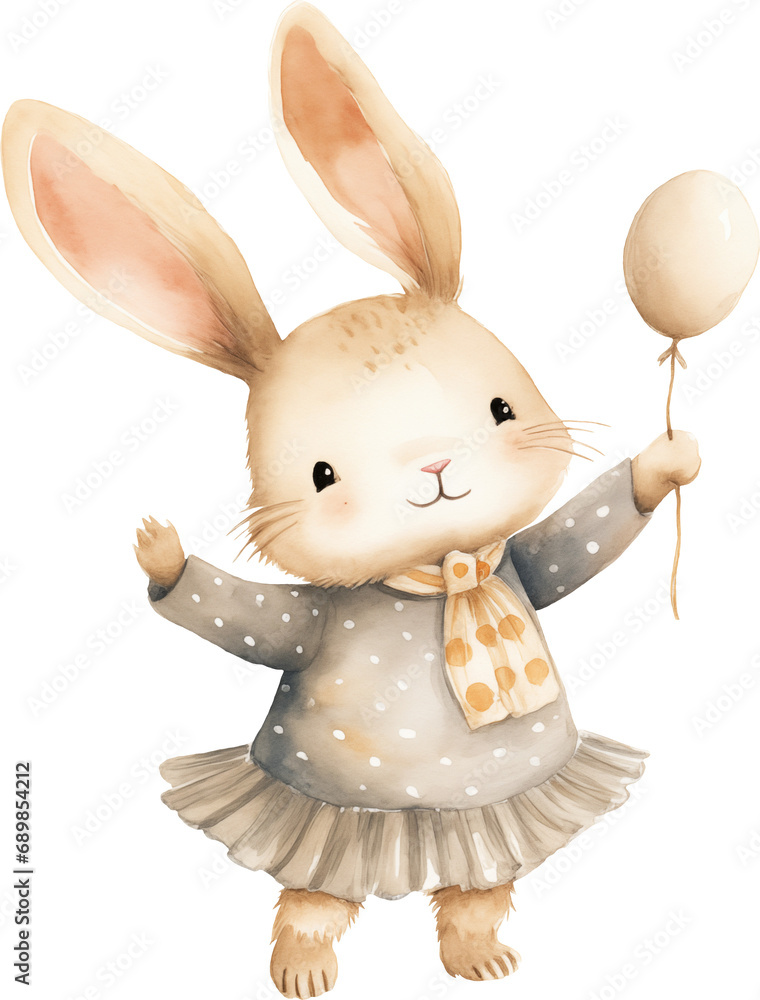 Aufkleber whimsical bunny illustration created with generative ai technology