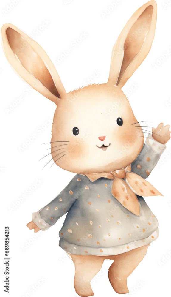 Poster whimsical bunny illustration created with generative ai technology