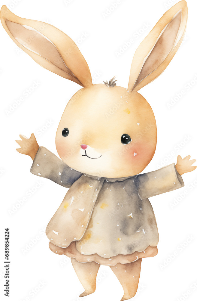 Poster whimsical bunny illustration created with generative ai technology