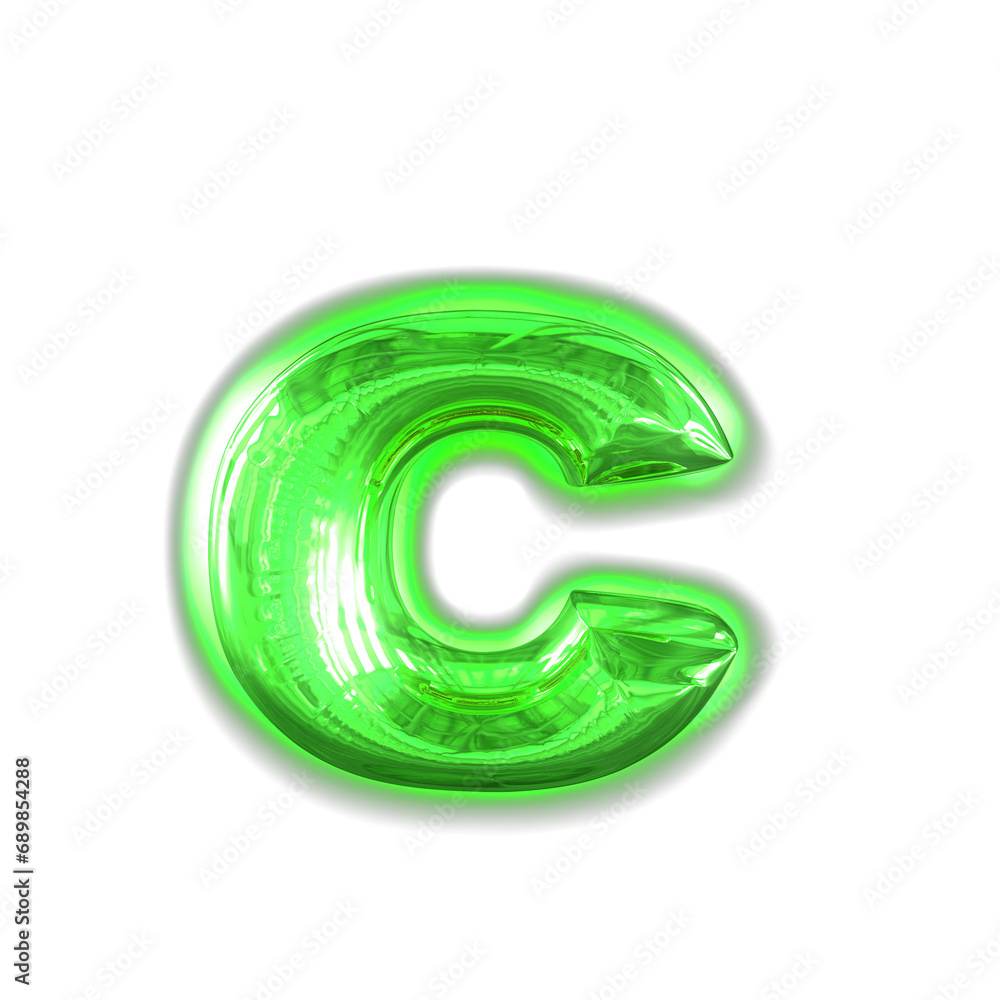 Wall mural green inflatable symbol with glow. letter c