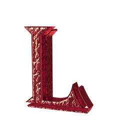 Fluted red symbol. front view. letter l