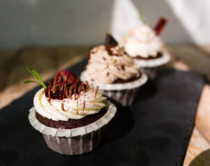 cupcakes on a black board