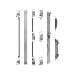 White symbol with thin silver vertical straps. letter b