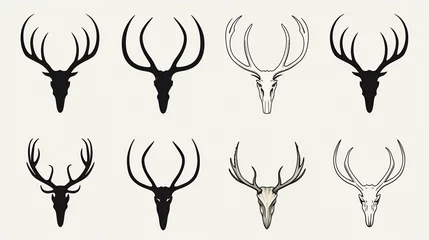 Foto op Plexiglas set of hand drawn deer horn silhouette © Amena
