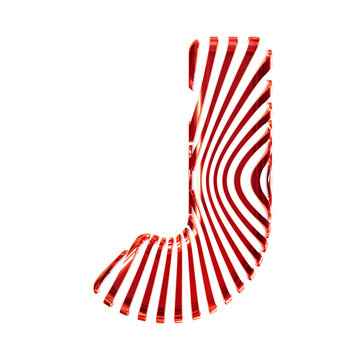 White 3d symbol with ultra thin red straps. letter j