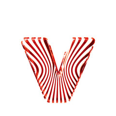 Obraz premium White 3d symbol with ultra thin red straps. letter v