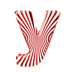 White 3d symbol with ultra thin red straps. letter y