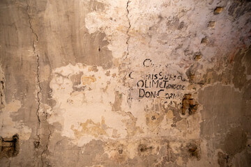 Graffiti in the prison cells within the Doge's Palace in Venice, Italy