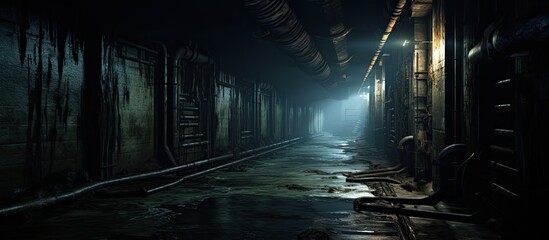 Abandoned factory's underground tunnel.