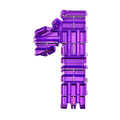 Dark purple transformed symbol. number 1