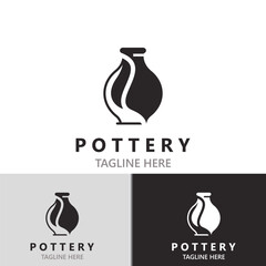  Pottery logo design handmade, creative traditional mug craft concept inspiration nature workshop template - obrazy, fototapety, plakaty