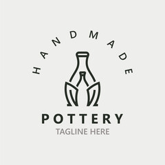  Pottery logo design handmade, creative traditional mug craft concept inspiration nature workshop template