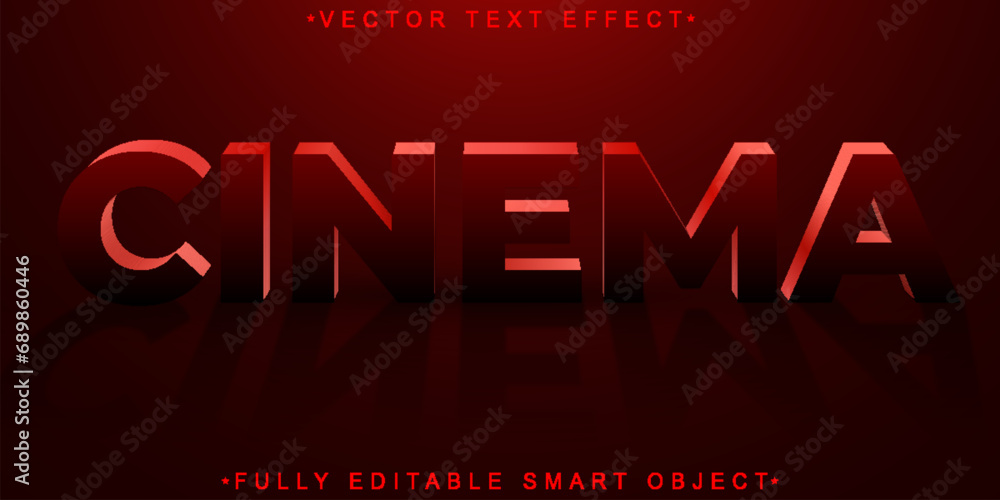 Poster Red Cinema Vector Fully Editable Smart Object Text Effect