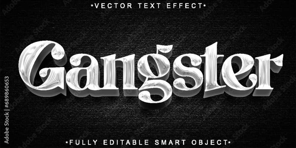 Aufkleber silver gangster vector fully editable smart object text effect