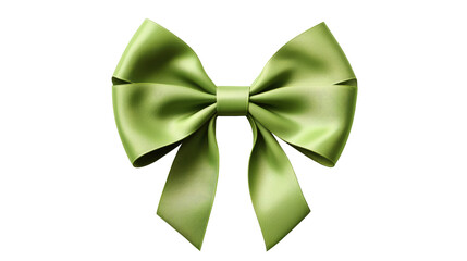 Decorative green bow isolated on transparent. Christmas decoration
