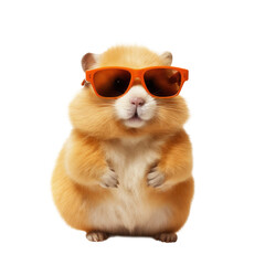 Obraz premium Funny Hamster in sunglasses standing on its hind legs isolated on transparent background