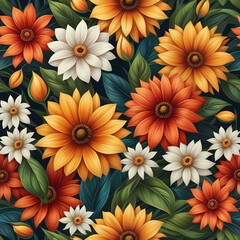 seamless pattern with flowers, floral background
