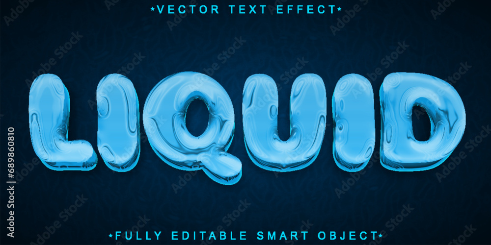 Poster blue liquid vector fully editable smart object text effect