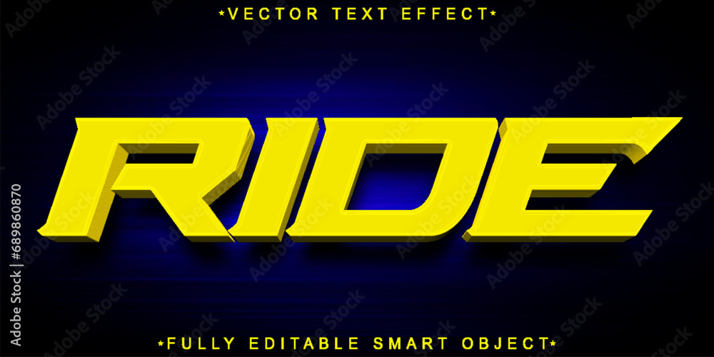 Poster motorcycle ride vector fully editable smart object text effect