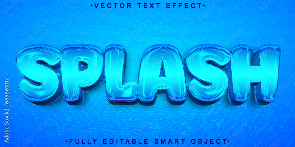 Poster blue water splash vector fully editable smart object text effect