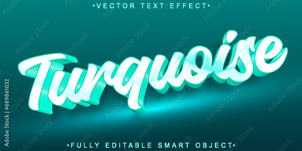 Poster turquoise vector fully editable smart object text effect